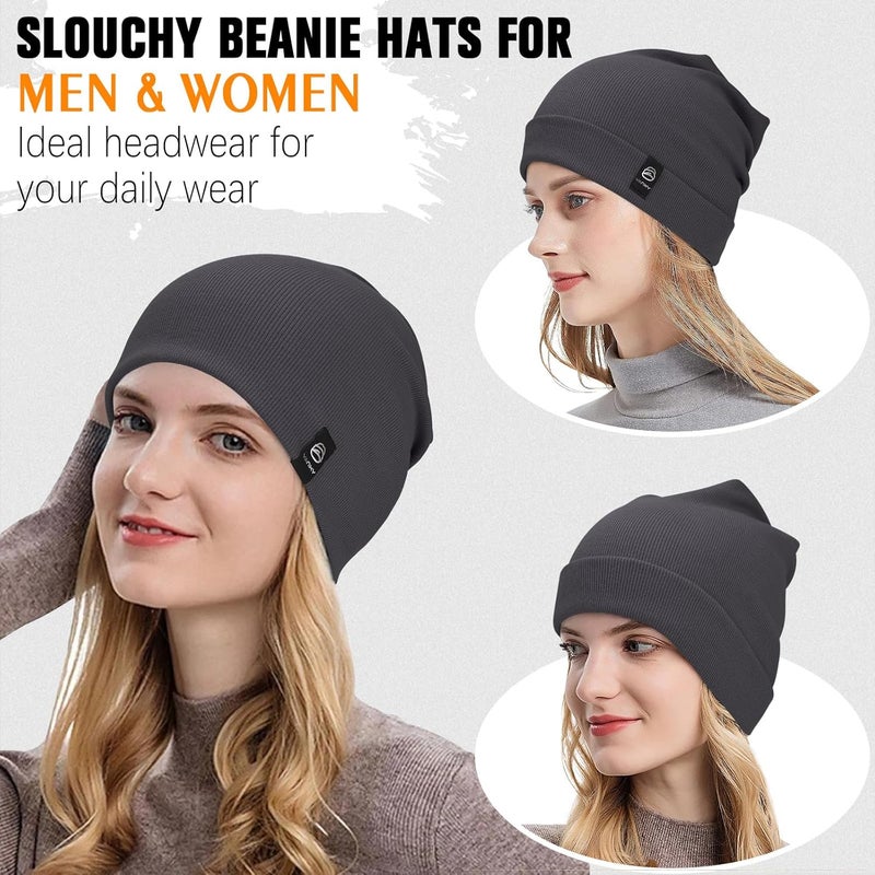 YANIKY Slouchy Beanie for Women, Mens Soft Cotton Beanie Hat, Double Layer Windproof Skull Cap for All Seasons - Image 3